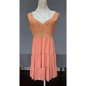 Entra peach tiered sundress sz S boho chic breezy feminine summer beachy
